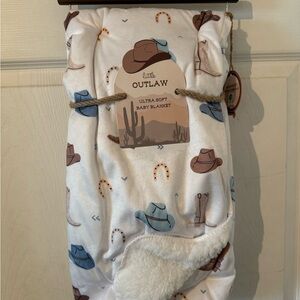 BRAND NEW! Super cute cowboy baby blanket!